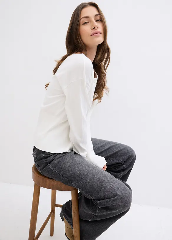 Cardigan in filato fine di misto cotone, bonprix