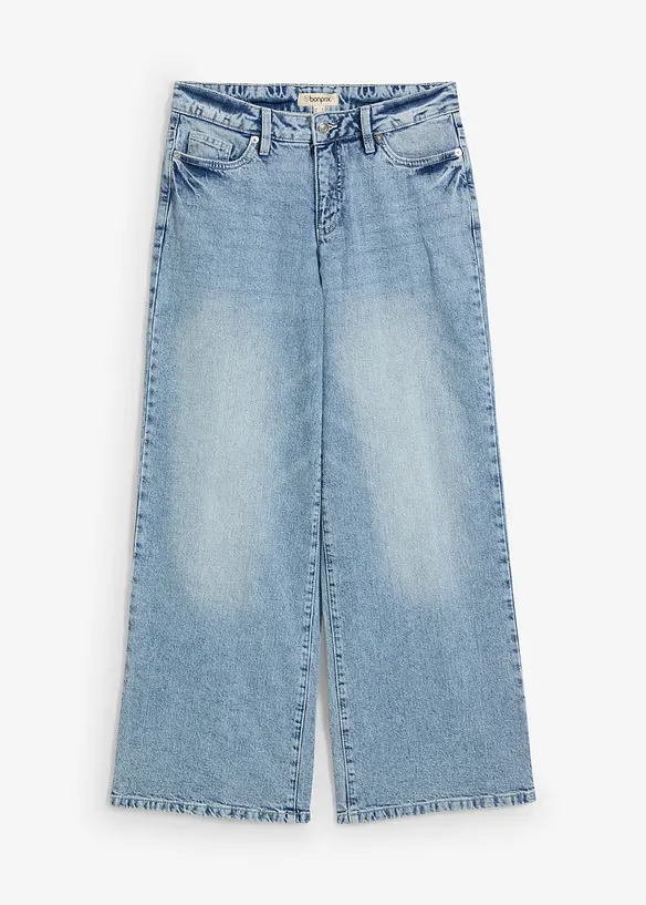 Jeans wide leg lunghi, low strech, vita media, bonprix
