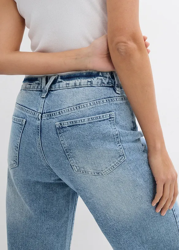 Jeans wide leg lunghi, low strech, vita media, bonprix