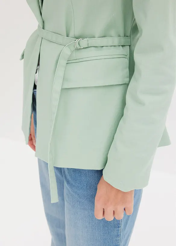 Blazer elasticizzato in twill con cintura da annodare, bonprix