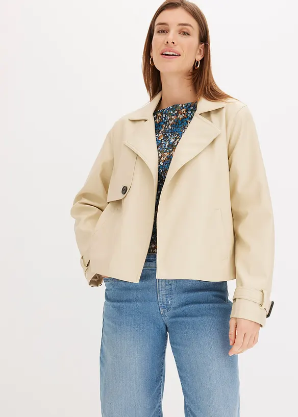 Trench corto in similpelle, bonprix