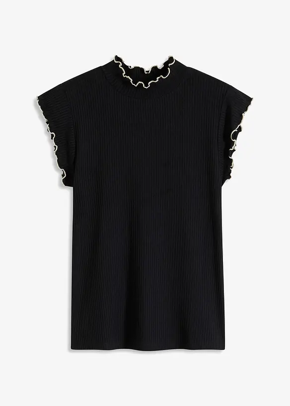 Maglia a costine con finiture arricciate, bonprix