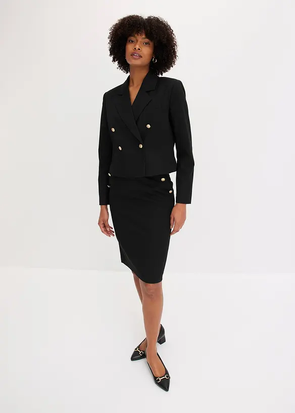 Blazer corto con bottoni gioiello, bonprix