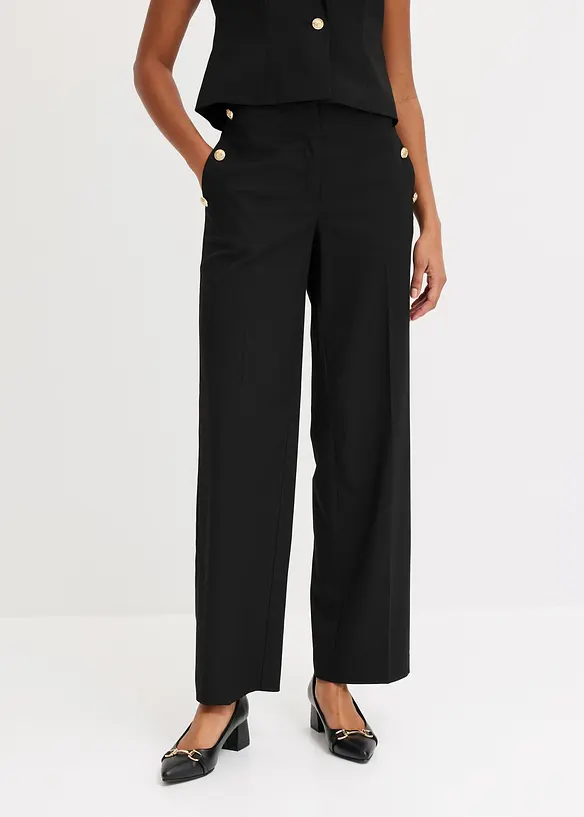Pantaloni larghi con bottoni decorativi, bonprix