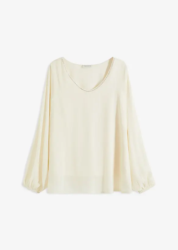 Tunica di chiffon con bordino di strass, bonprix
