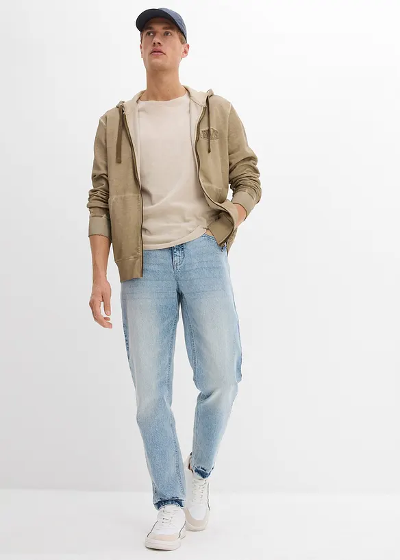 Jeans cropped classic fit elasticizzati, tapered, bonprix