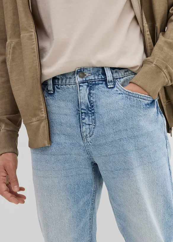 Jeans cropped classic fit elasticizzati, tapered, bonprix