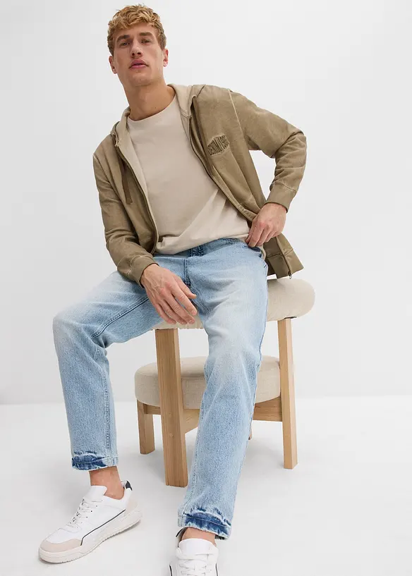 Jeans cropped classic fit elasticizzati, tapered, bonprix