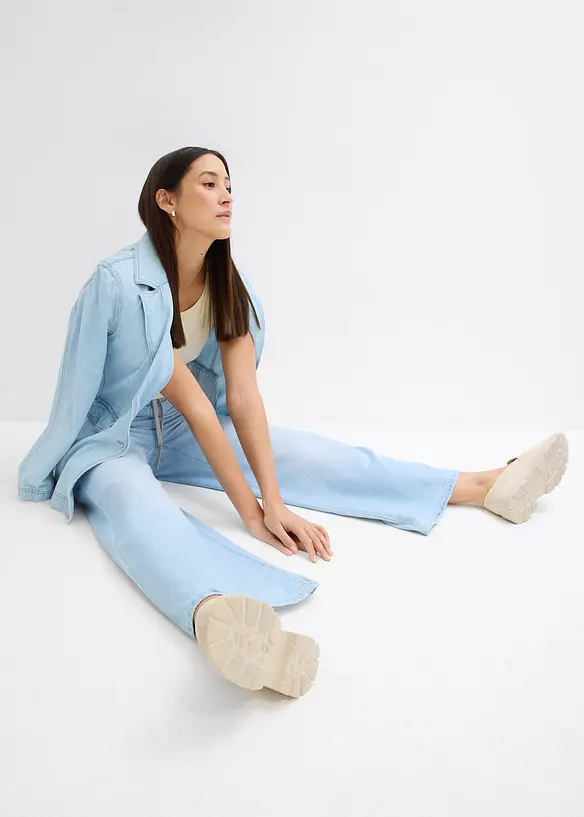 Jeans wide leg con cinta comoda, vita media, bonprix
