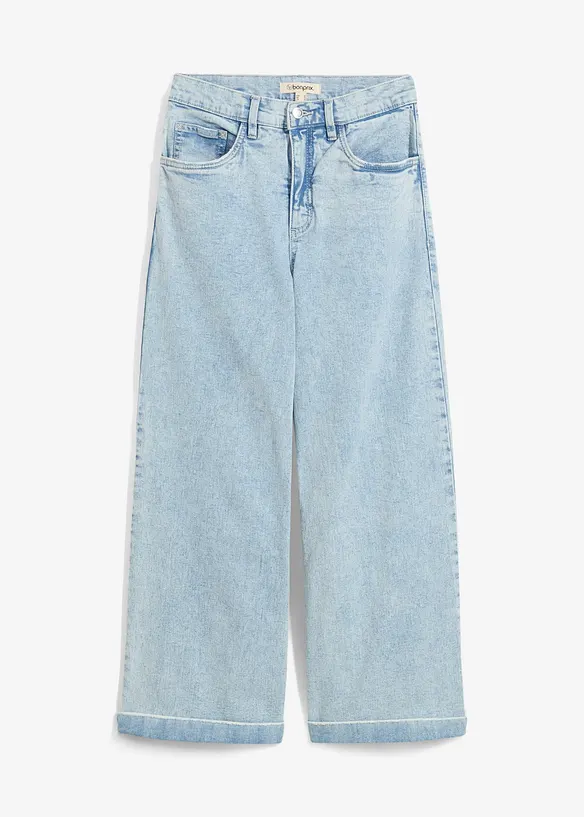 Jeans wide leg cropped, vita alta, bonprix