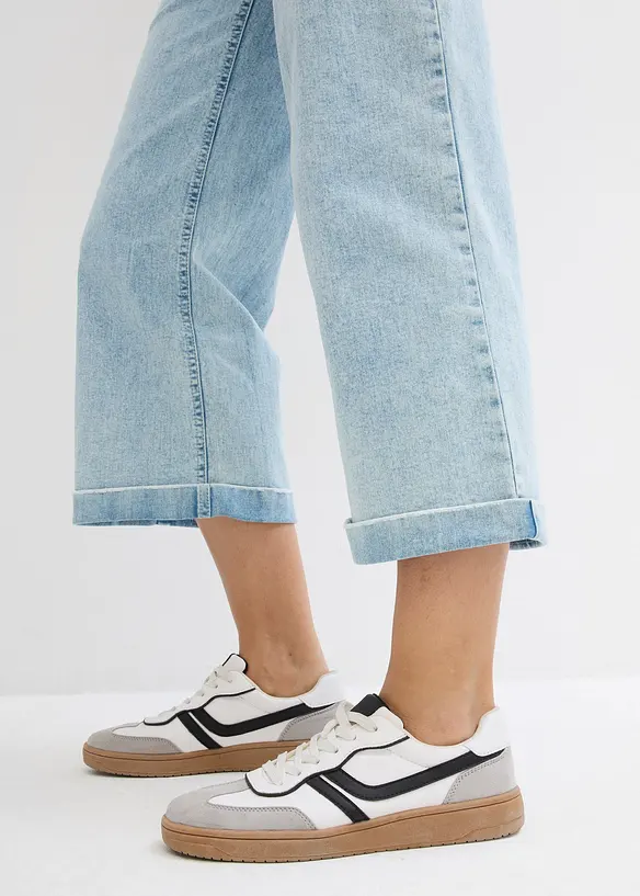 Jeans wide leg cropped, vita alta, bonprix