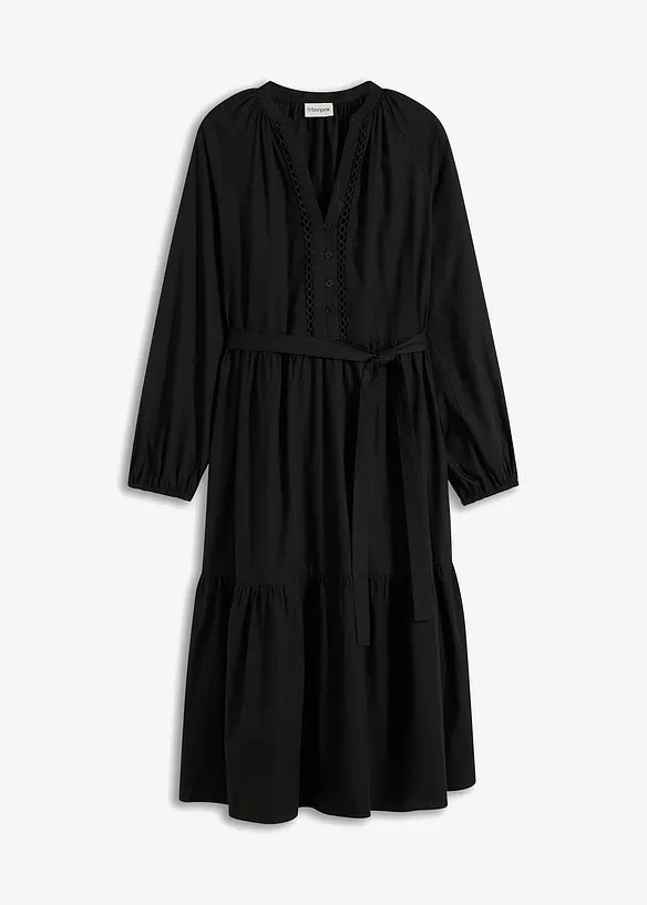 Abito midi con inserti in crochet, bonprix