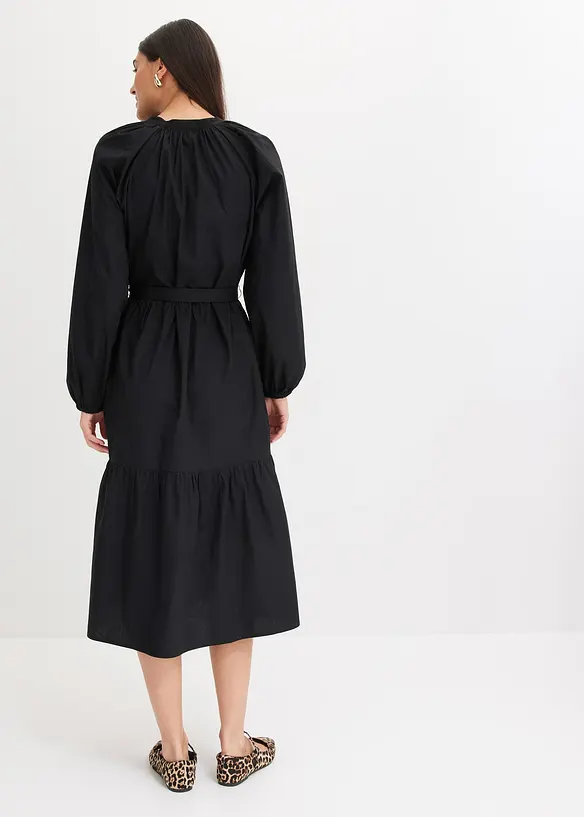 Abito midi con inserti in crochet, bonprix