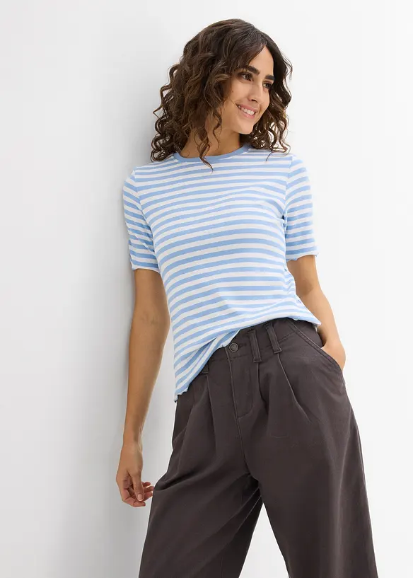 Maglia a a costine a maniche corte, bonprix