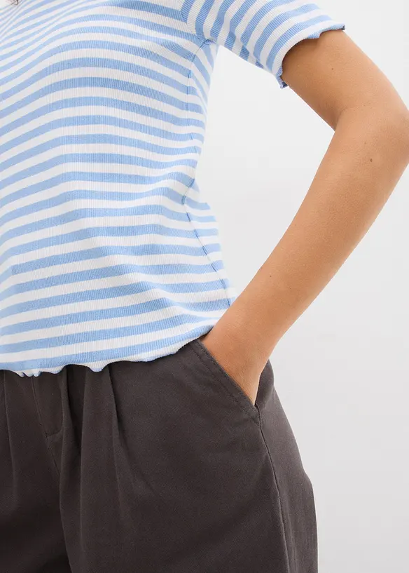 Maglia a a costine a maniche corte, bonprix