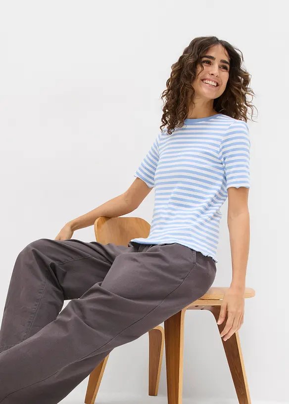 Maglia a a costine a maniche corte, bonprix