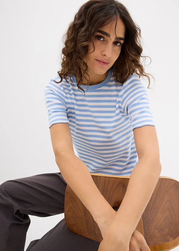 Maglia a a costine a maniche corte, bonprix