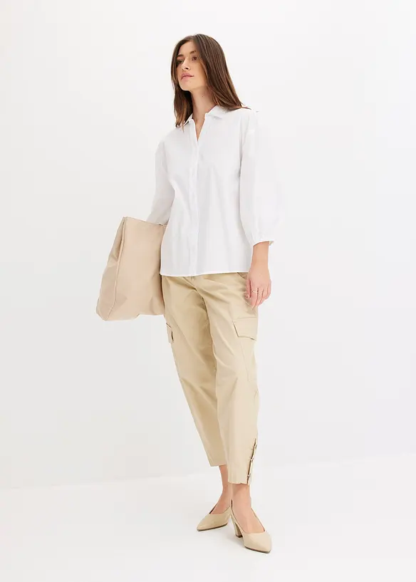 Blusa con fondo asimmetrico e maniche a palloncino, bonprix
