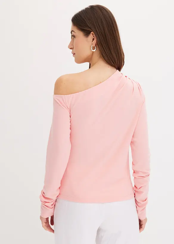 Maglia con spalla scoperta e arricciatura, bonprix