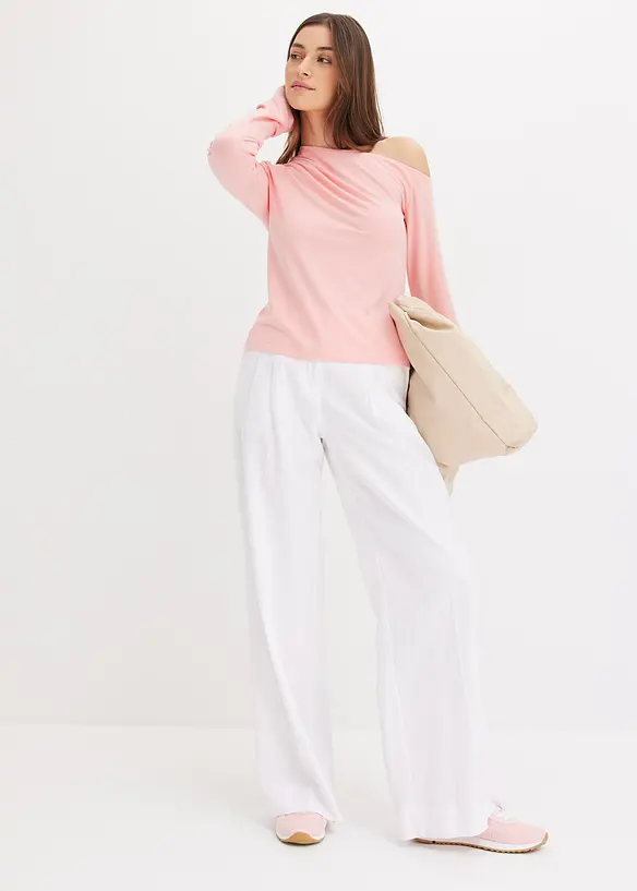 Maglia con spalla scoperta e arricciatura, bonprix