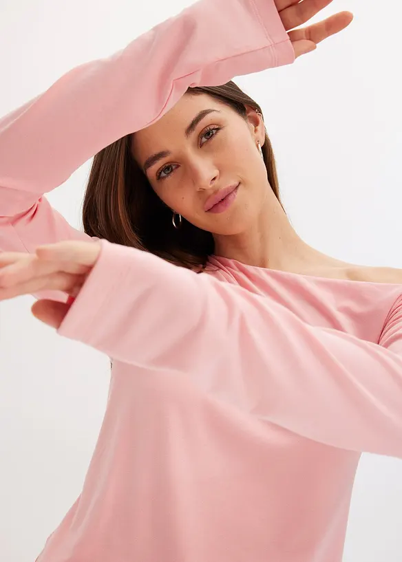 Maglia con spalla scoperta e arricciatura, bonprix