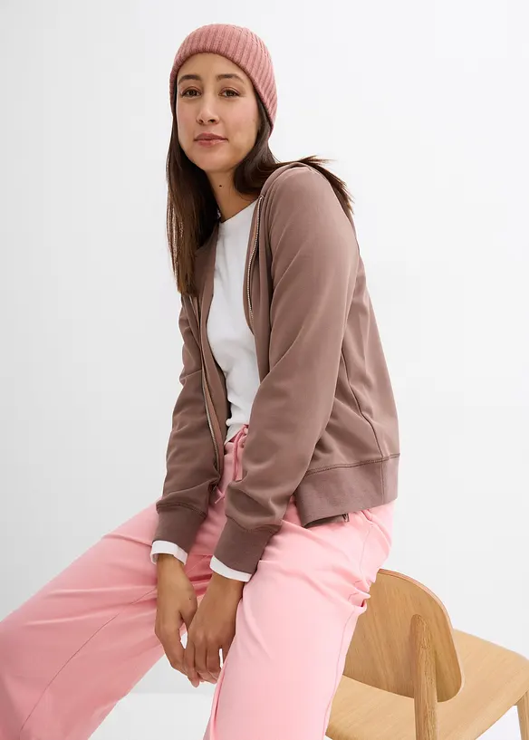 Felpa con zip a maniche lunghe, bonprix