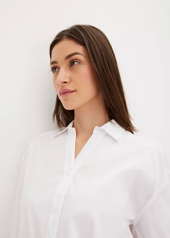 Blusa con fondo asimmetrico e maniche a palloncino, bonprix