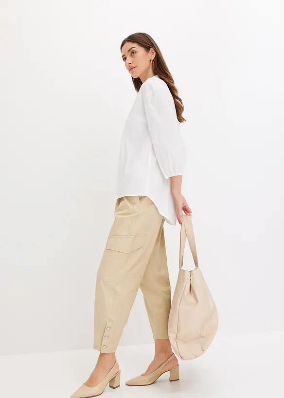 Blusa con fondo asimmetrico e maniche a palloncino, bonprix