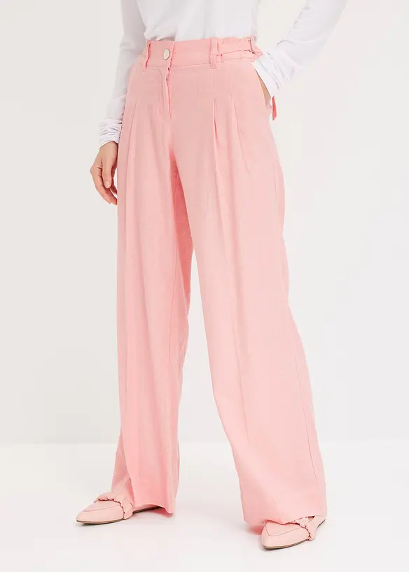 Pantaloni a palazzo in misto lino leggero, bonprix