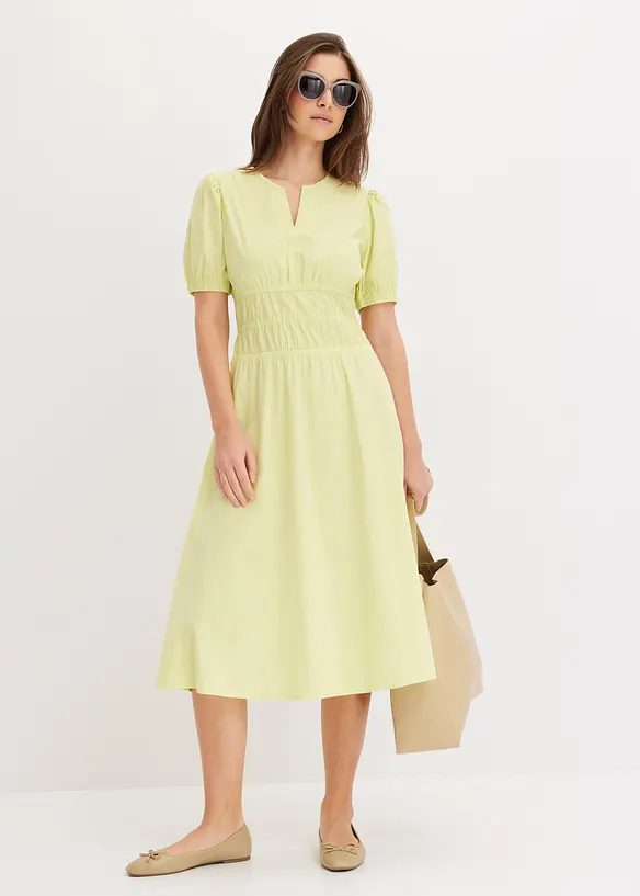 Abito midi con vita elasticizzata arricciata, bonprix