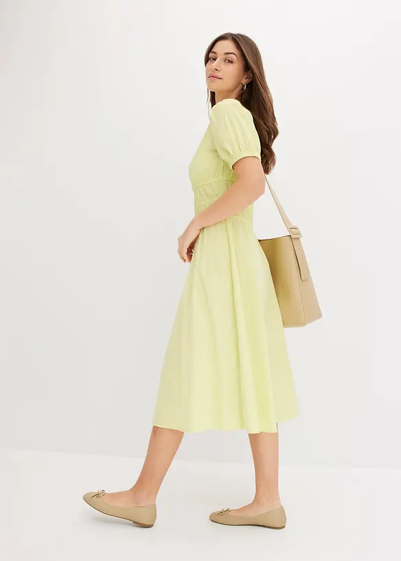 Abito midi con vita elasticizzata arricciata, bonprix