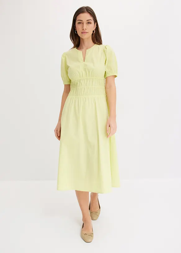 Abito midi con vita elasticizzata arricciata, bonprix