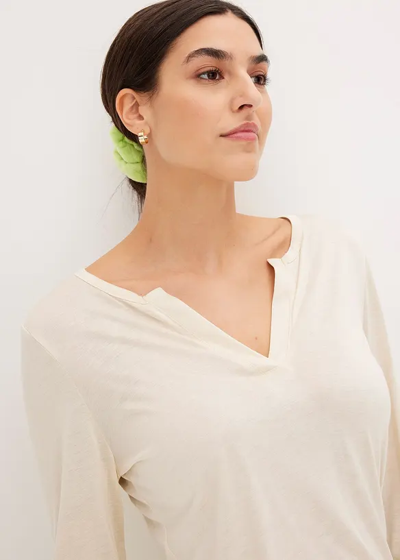 Maglia a serafino in morbida viscosa, bonprix