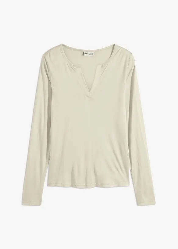 Maglia a serafino in morbida viscosa, bonprix