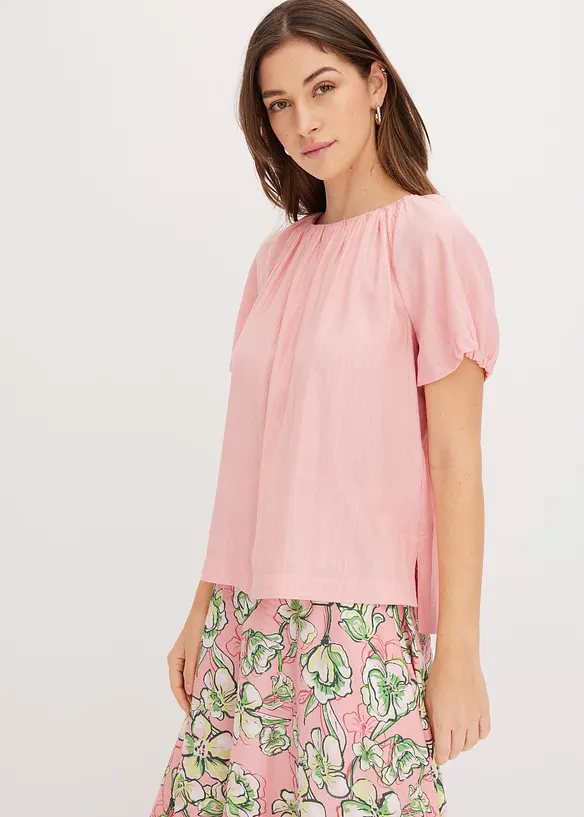Blusa in crinkle operato, bonprix
