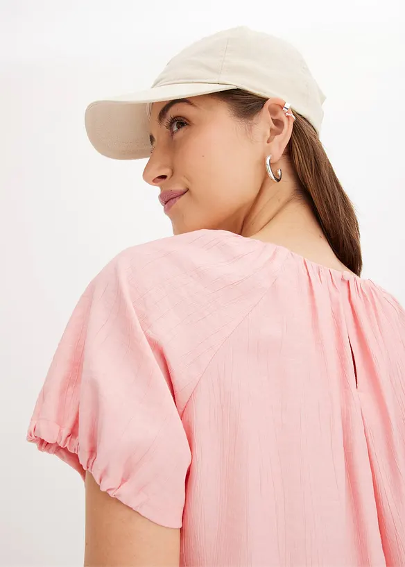 Blusa in crinkle operato, bonprix