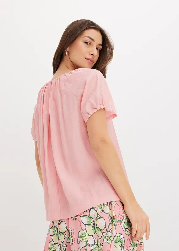 Blusa in crinkle operato, bonprix