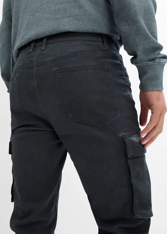 Pantaloni cargo elasticizzati effetto lavato, straight, bonprix