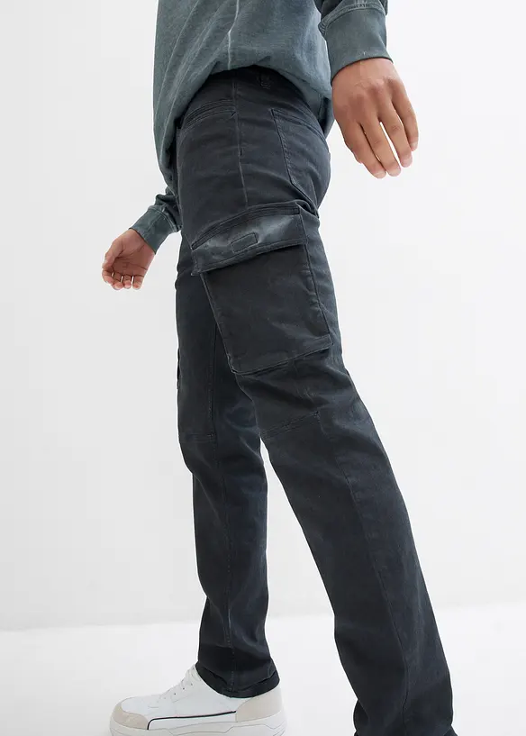 Pantaloni cargo elasticizzati effetto lavato, straight, bonprix