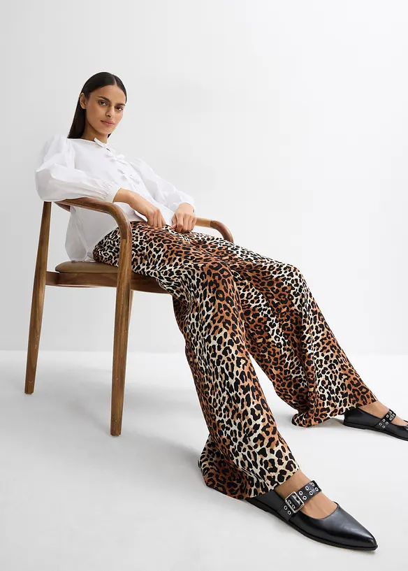 Pantaloni a palazzo in misto viscosa fluente, bonprix