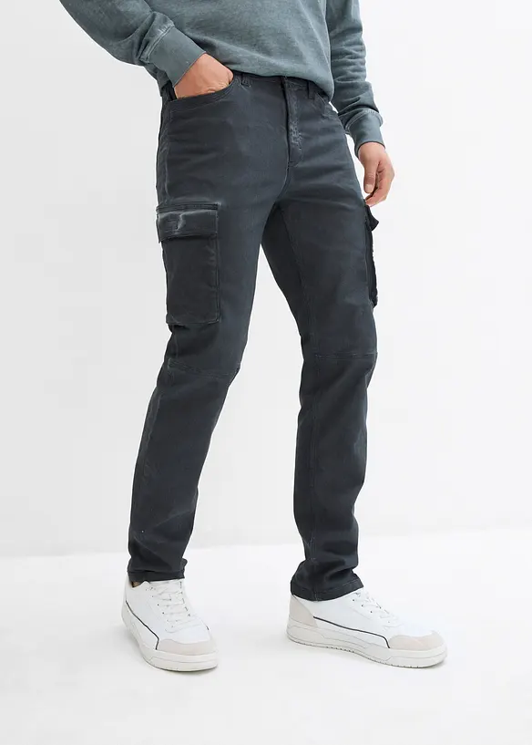 Pantaloni cargo elasticizzati effetto lavato, straight, bonprix