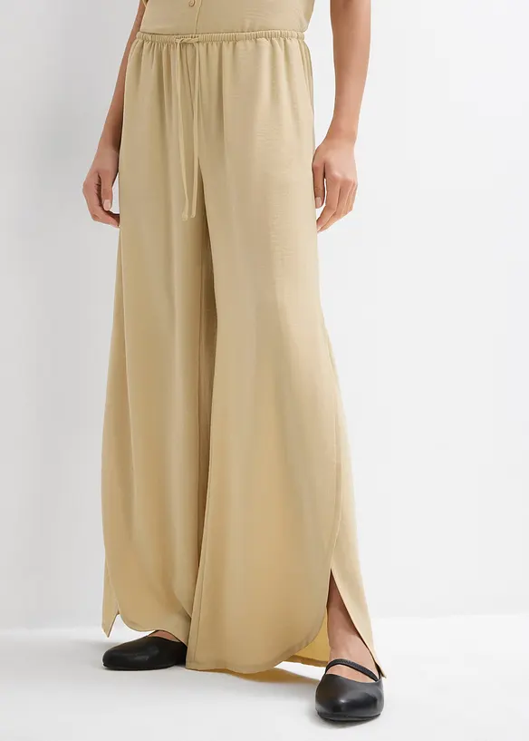 Pantaloni a palazzo in crêpe strutturato, bonprix