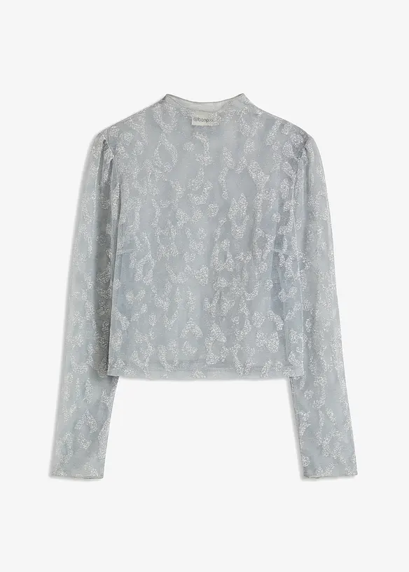 Maglia a maniche lunghe con fantasia glitterata, bonprix