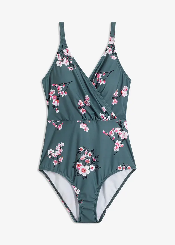 Costume intero modellante a compressione leggera con effetto incrociato, bonprix