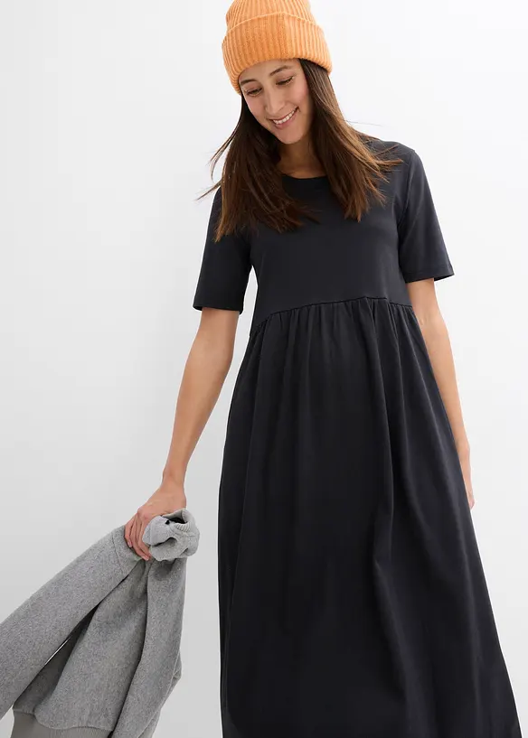 Abito di jersey svasato in cotone pesante, bonprix