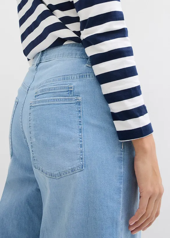 Jeans cropped a palloncino ultra morbidi, vita media, bonprix