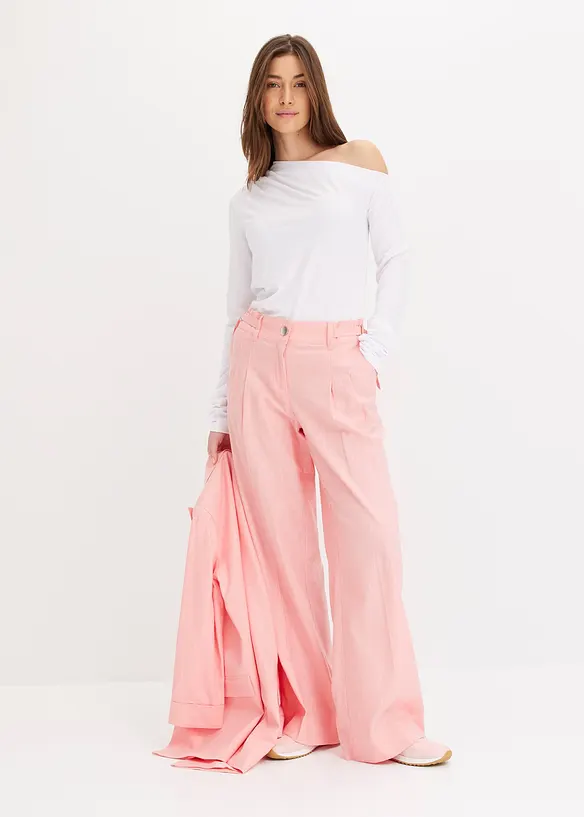 Pantaloni a palazzo in misto lino leggero, bonprix