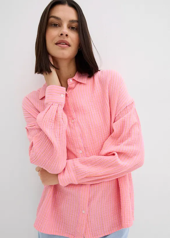 Camicia in mussola a righe, bonprix