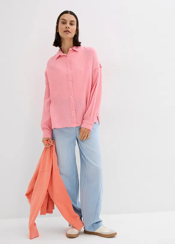 Camicia in mussola a righe, bonprix