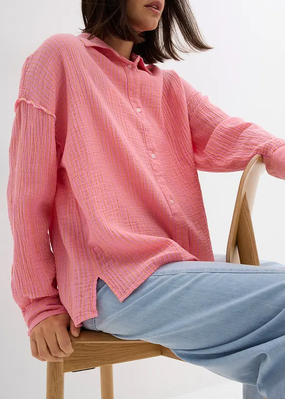 Camicia in mussola a righe, bonprix